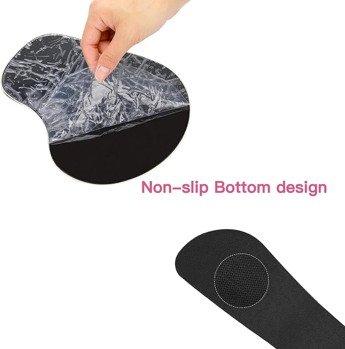 MOSISO Curved Wrist Rest Support for Mouse Pad&Keyboard Set, Black | Peony Ergonomic Mousepad Non-Slip Base Home/Office Pain Relief&Easy Typing Cushion with Neoprene Cloth&Raised Memory Foam - Image 7