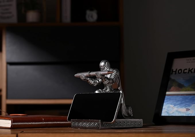 Windbreaker Soldier Knight Pen Holder Personalized Desk Accessory Silver - Image 5