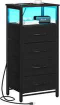 Yoobure Night Stand - Black Nightstand with Charging Station, Small Dresser by Yoobure