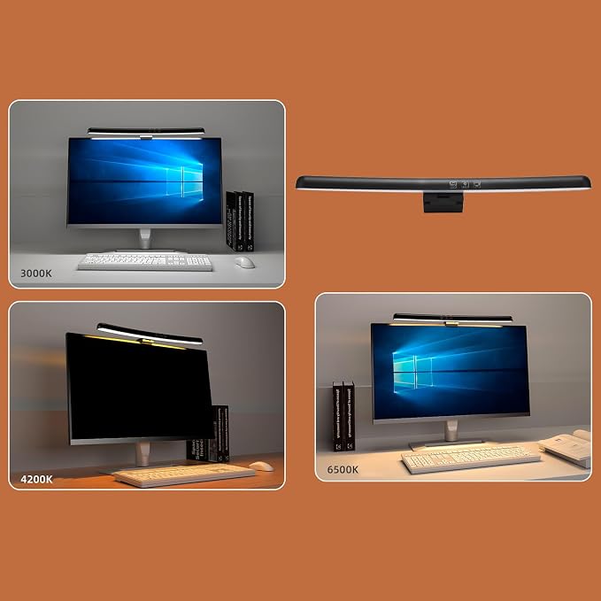 Yunseity Curved Monitor Light Bar, Reading LED Monitor Light with 3 Color Temperature Modes Stepless Dimming, Touch Control Computer Monitor Lamp Bar, No Screen Glare for Home Office - Image 8