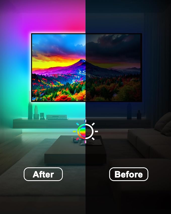 Daymeet TV Led Backlight,13.1ft ICRGB LED Lights for TV USB Light Strip for 40-65 inch Monitor Behind Lighting, Rainbow Color TV Lights Music Sync Bluetooth APP Control with Remote - Image 2