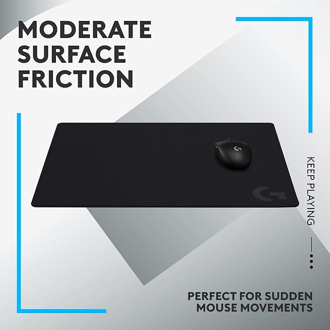 Logitech G640 Large Cloth Gaming Mouse Pad (600x460x3) - Black | Optimized for gaming sensors, moderate surface friction - Image 2