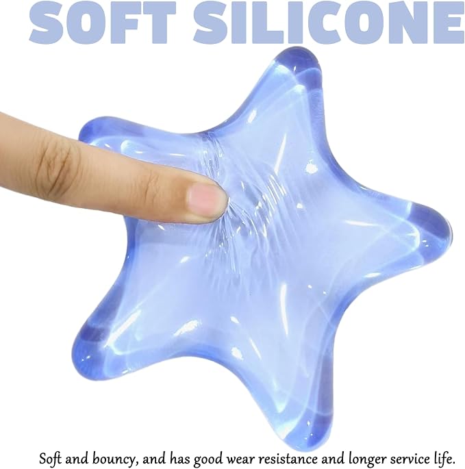 Gel Wrist Rest for Keyboard and Mouse Transparent Blue Sea Star Elbow Pad Cushion Ergonomic Cute Clear Cool Mouse Wrist Pad Silicone Non-Slip Support for Computer Gaming Office Hand Pillow Ocean Beach - Image 4