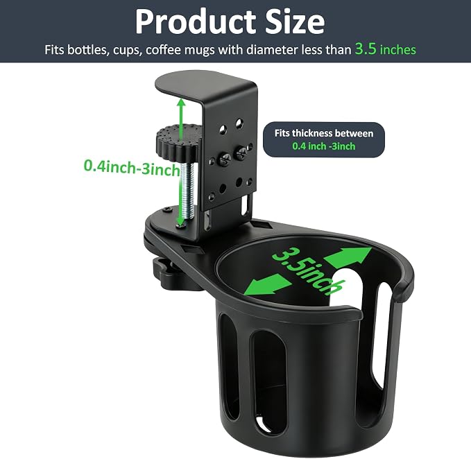 Desk Cup Holder Clamp, Rotatable Clip On Table Cup Holder - Image 2
