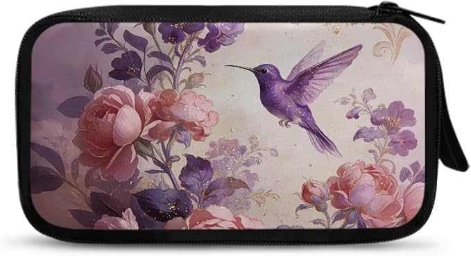 Purple Hummingbird Cord Organizer Travel Portable Electronic Organizer Travel Case Tech Pouch for Cable Cord Charger Phone Earphone Power Bank - Image 8