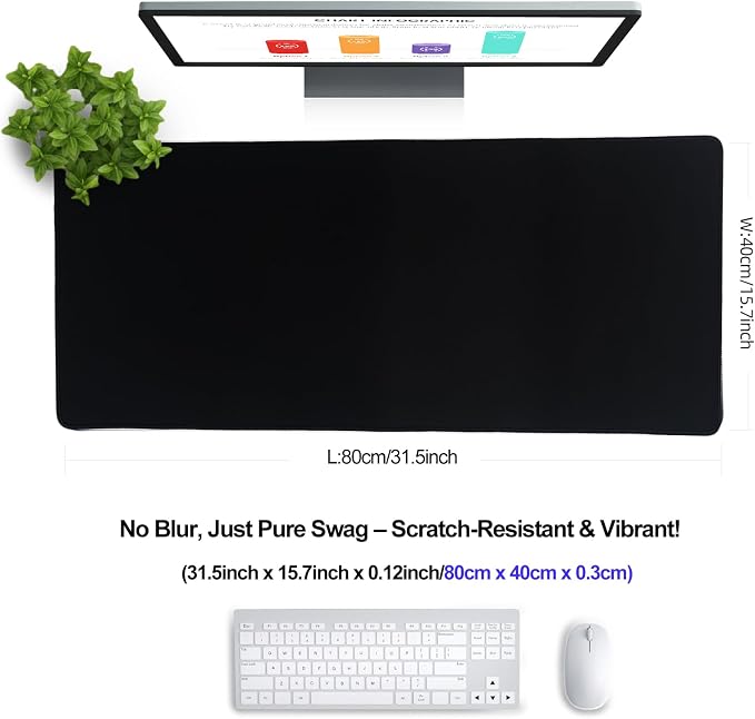 XXL Gaming Mouse Pad 31.5x15.7 Professional Large Mouse Pad & Computer Game Mouse Mat-80x40 blackus - Image 2