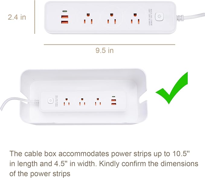 Eichzer Cable Management Box with Lid, Three Entry/Exit Slots, White - Image 5