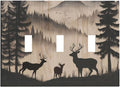 Decorative Light Switch Cover Plate Rustic Black Deer Elk Brown Wood Board Pine Tree 3 Gang Wall Plate Triple Toggle Switch Plate Covers 3 Hole Electrical Switchplate Dimmer Faceplate Decor by JOOJIAO