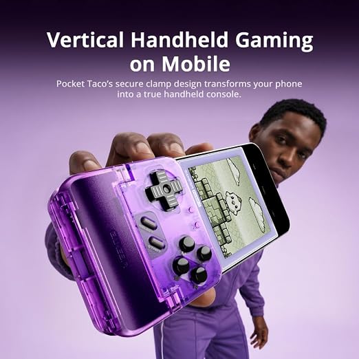 GameSir Pocket Taco Vertical Mobile Gaming Controller – Retro Arcade Bluetooth Gamepad for Android, Portableh Wireless Game Controller for phone, 600mAh Battery, Pass-Through Charging - Purple - Image 5