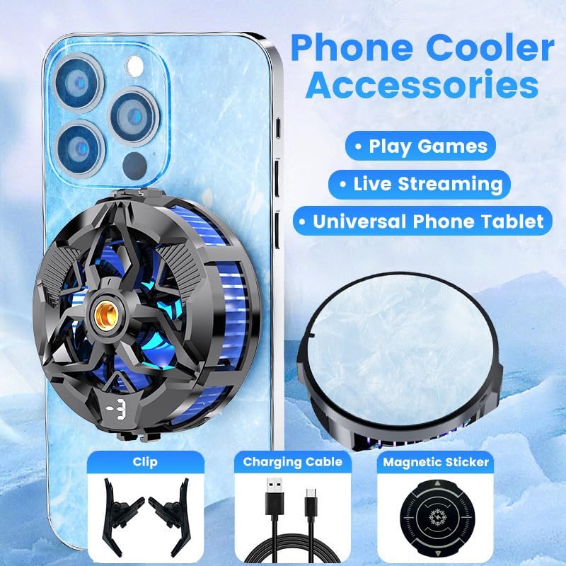 Portable Magnetic Phone Cooler, Semiconductor Cooling Fan with RGB Lights, Removable Grip, Ideal for Gaming Phones, PS5, Mobile Gaming, Tiktok Live Streaming & Outdoor Vlogging - Image 4