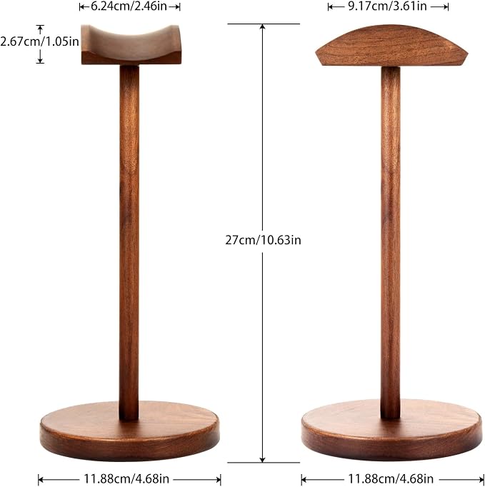 Walnut Wood Headphone Stand for Desk, Heavy Duty Wooden Headset Stand, Wide Compatibility Gaming Headset Hanger Holder, Stylish Desk Accessories for Home & Office - Image 5