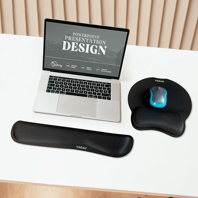 VAGAU Premium Keyboard Wrist Rest and Mouse Pad Wrist Support for 2 Pack | Ergonomic Memory Foam Set for Office, Laptop, Mac, Computer and Gaming, Comfortable Typing &Wrist Pain Relief - Image 2