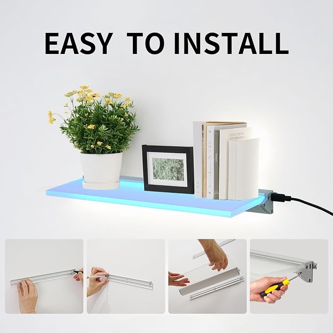 RGB LED Floating Shelves, 2-Pack, App Control, Gaming Room Decor - Image 7