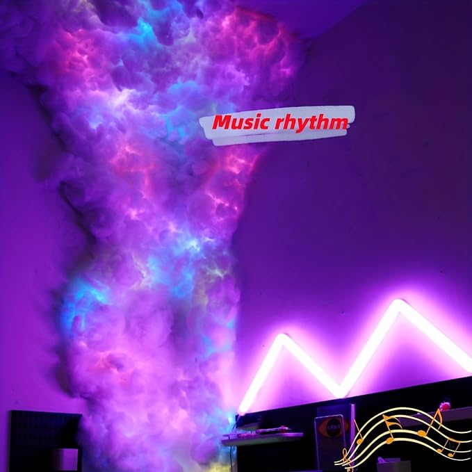 Cloud Light Multicolor Lightning Changing, 3D Thundercloud LED Light Cotton Lightning Cloud Colorful Atmosphere Night Light, DIY Creative Cloud Lights for Bedroom Gaming Room Indoor, 16 Feet - Image 4