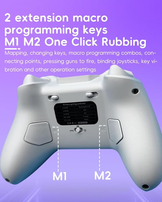 COOBILE Wireless Gaming Controller, Bluetooth Gamepad with Hall Joystick, hall trigger, Macro Back Key, no blind zones, support six-axis somatosensory,for iOS, Android, PC, Switch, Steam (white) - Image 7