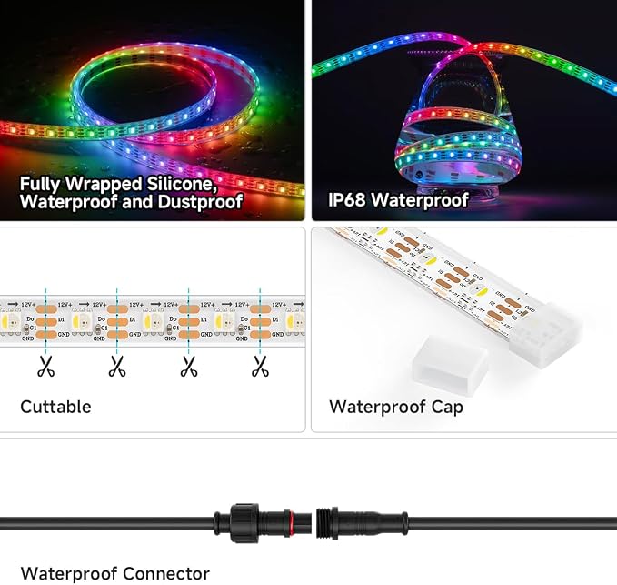 BTF-LIGHTING RGB+Warm White SK6812 LED Strip 16.4FT 300LED DC12V IP68 - Image 2