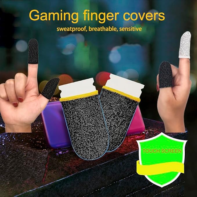 Gaming Gloves Finger Sleeve Silver Fiber for PUBG Mobile Touchscreen Device - Image 4