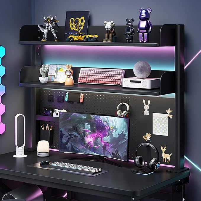 MATISUN No Drill Desk Pegboard, Clamp On Desk Pegboard, Gaming Pegboard with Pegboard Accessories, Hanging Laptop Mount (100cm-39.37in,Black) - Image 2