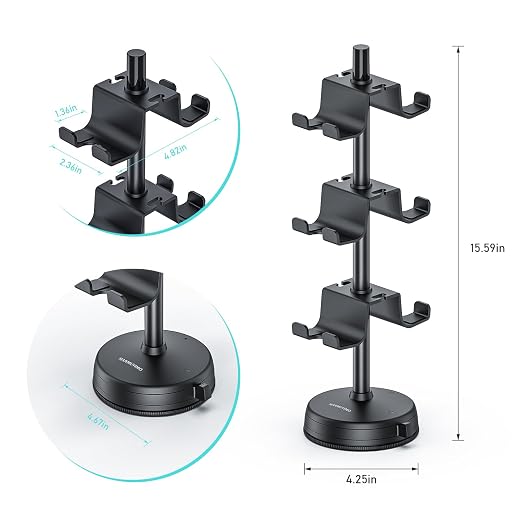 MANMUVIMO Headphone Controller Storage Stand Holder with Anti-Slip Stable Suction Cup 3 Tiers, Universal Storage Display Stand for Desk Compatible for PS5/PS4/Xbox Series/Xbox One - Image 2