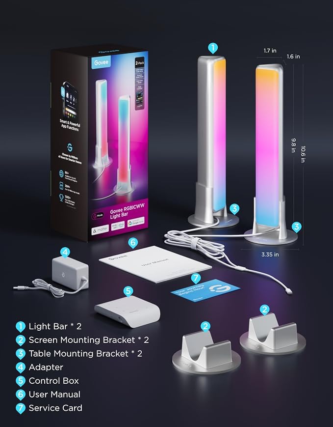 Govee Smart Light Bar, RGBICWW TV Lights for Living Room, Gaming, Silver - Image 9