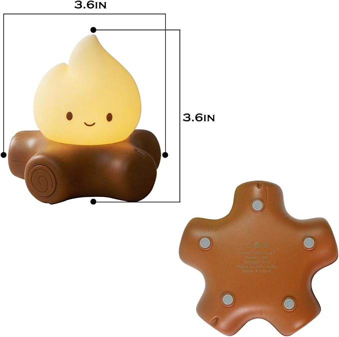 Cute Fake Campfire Lamp, Rechargeable Night Light with Flickering Candle Mode, Portable Mood Lighting for Bedroom Decor, Desk Accessories, Camping & Gifts (Basic Version) - Image 2