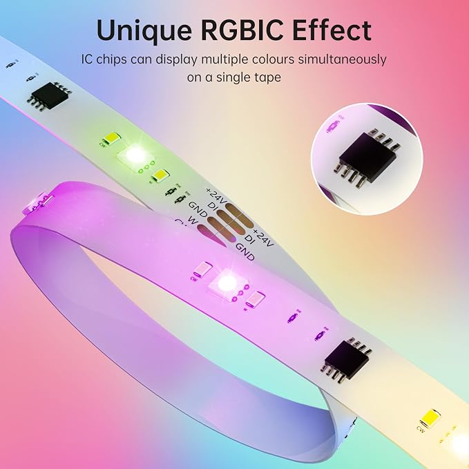 LED Strip Lights for Bedroom 32.8ft,Music Sync Color Changing LED Lights with Remote and App Control,RGBICWW Strip for Room Home Kitchen Party Stairs Bar Decoration - Image 6