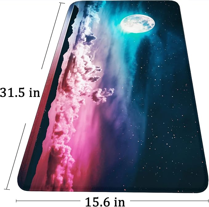Large Mouse Pad, Gaming Mousepad, 31.5x15.7x0.12 in Extended Mouse Mat Non-Slip Spill-Resistant Desk Pad with Special-Textured Surface, Anti-Fray Stitched Edges for Esports Pros/Office/Home - Image 6