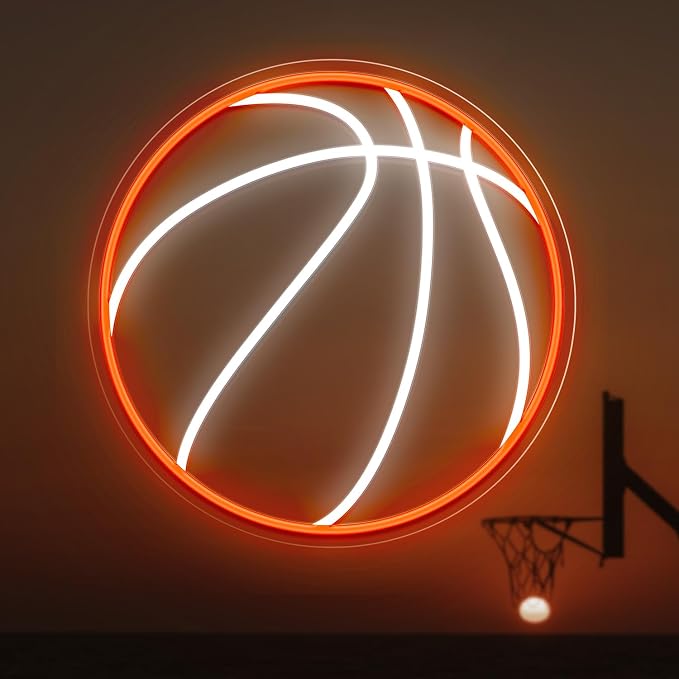 Basketball Neon Sign, 12.6×12.6 Inch Basketball Led Neon Light, Dimmable LED Neon Signs for Wall Decor, Powered by USB Wall Decor Aesthetic, Sports Neon Signs for Room Bedroom Shop Decor by HAJAE