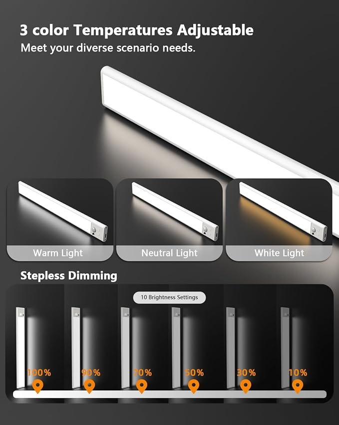 Motion Sensor Under Cabinet Lighting, RGB Light Bar with Remote,4Pack - Image 6