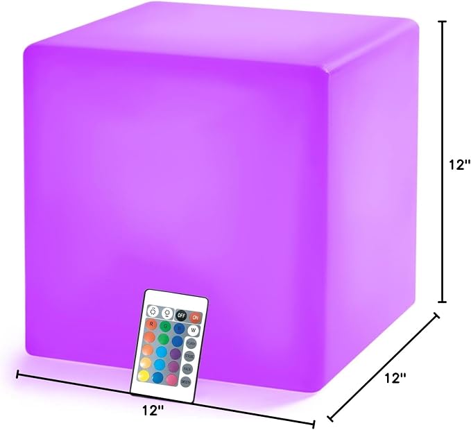 LOFTEK 12-inch LED Cube Lights: Rechargeable RGB Colors Changing Light with Remote Control, IP65 Waterproof LED Furniture Stool Table, Night Lighting for Home Outdoor Pool Bar Party Decor - Image 9