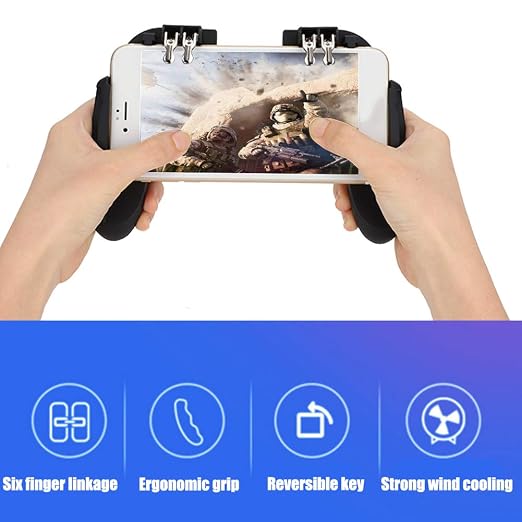 EBTOOLS Gamepad for Smartphone, Games Mobile Controller with Back Shoot, Black Wired Joystick Cooling Fan Dissipation Gamepad with Silicone Pad [video game] - Image 2
