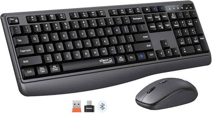 MEETION Wireless Keyboard Mouse Combo, Silent Full-Size Design, Black by MEETION
