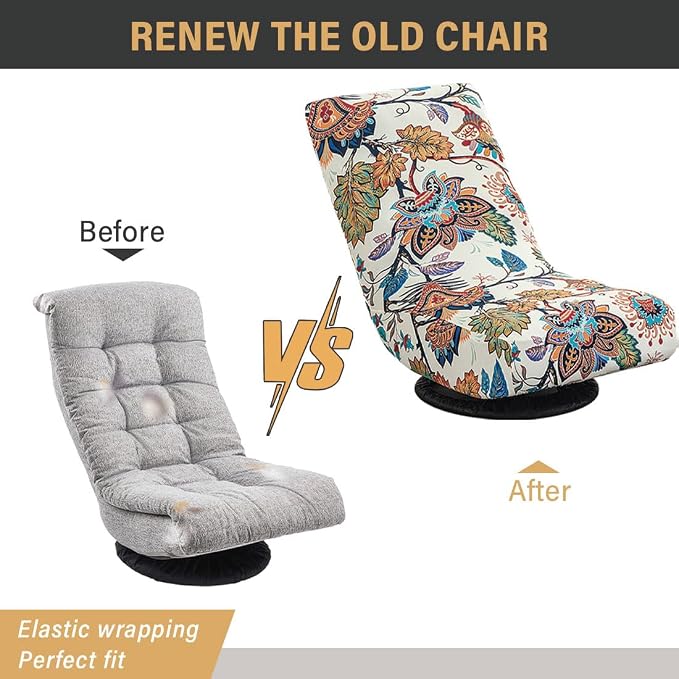 Swivel Reclining Folding Floor Gaming Chair Cover Printed Lazy Boy Chair Slipcover Lounge Folding Sofa Seat Covers for Teens and Adults, 14 - Image 6