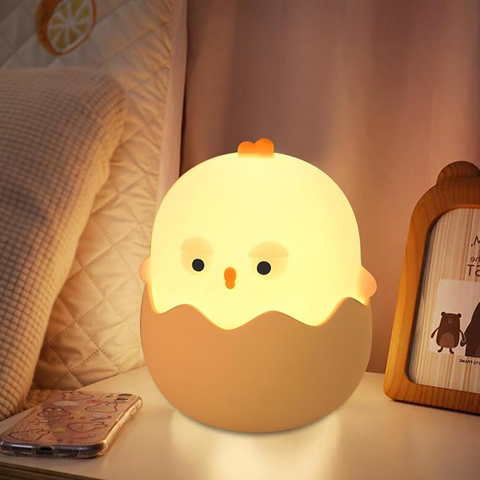 Easter Chick Egg Night Light - Dimmable 7-Color LED Nursery Lamp for Babies, Soft Silicone Touch Eggshell Decor for Easter Basket, Bedroom & Kids Room, Easter Gifts & Birthday Presents - Image 9