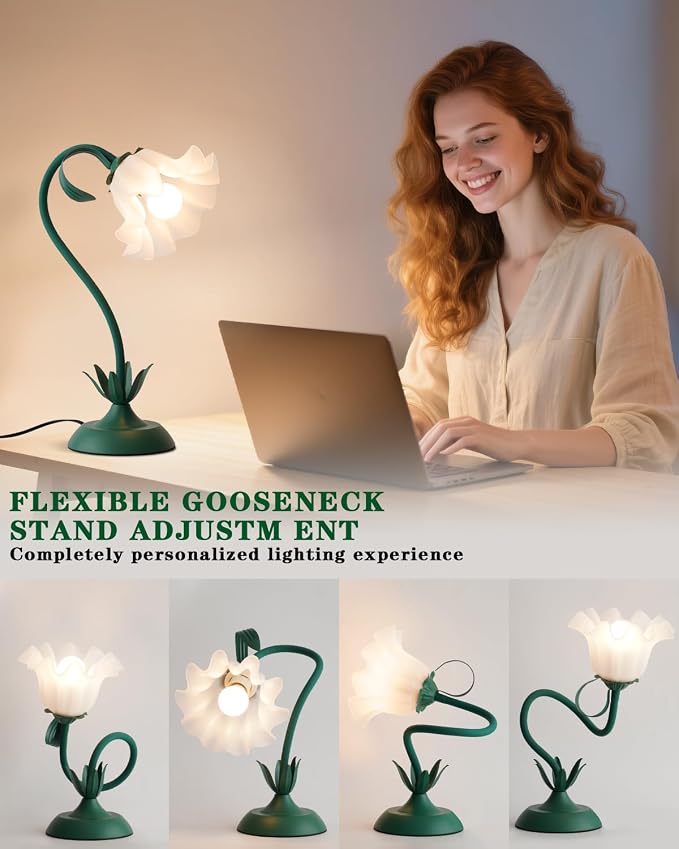 WERFOP Flower Table Lamp Cute Desk Lamp for Bedroom Home Decor - Image 3