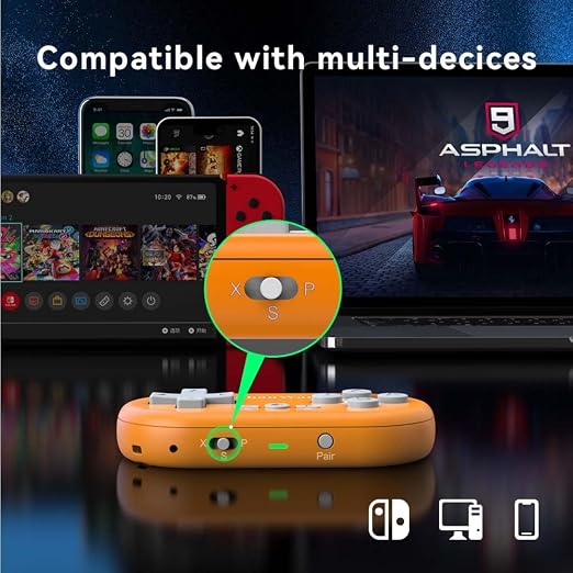 ShanWan Bluetooth Gamepad Keychain Sized Mini Controller for Switch 2, Windows, Android, iOS & PS4(Orange -yellow) - Image 3