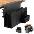 Desk Side Storage, 2 Tier Steel Hanging Organizer, No Drill Side Desk Organizer, Laptop Holder, with Pen Holder, For Office Supplies & Studio Essentials Black by CIBOTIES