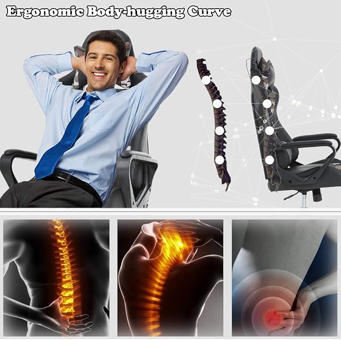 Office Chair Gaming Chair Desk Chair Ergonomic Executive Swivel Rolling Computer Chair with Lumbar Support - Image 4