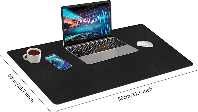 Bloss Black Desk Mat, Leather Desk Pad, Desk Matt for Desktop, Waterproof Desk Pad Mat, Computer Mat for Office Work/Home/Decor/Desk Protector/Cover(31.5 x 15.7 Inches) - Image 5