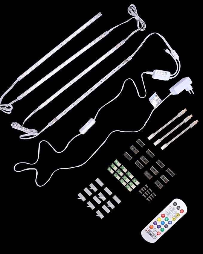Cefrank Color Cabinet Lighting, 4pcs 12" Linkable RGB LED Light Bar Kit for Display Cabinet, Smart App & Remote Control, Music Sync, Scene Modes, Multi-Colors - Image 9