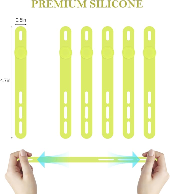 Donruby 30Pcs Silicone Cable Ties, Reusable Cord Organizer Straps, Green - Image 2