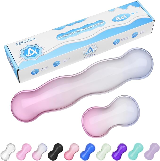 Gel Wrist Rest for Keyboard and Mouse, Wrist Rest for Keyboard, Mouse Wrist Support, Pain Relief, Cool Touch, Non-Skid, Keyboard and Mouse Wrist pad Set by ABRONDA