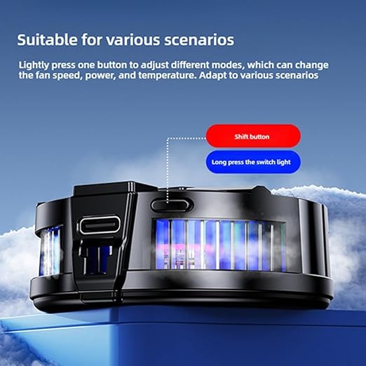 Protable Mobile Phone Cooler, Three-Speed Magnetic Cellphone Radiator with Temperature Display&Light, Rechargeable Phone Cooling Fan with Semi-Conductor Cooling Chip for Mobile Gaming Live Streaming - Image 5