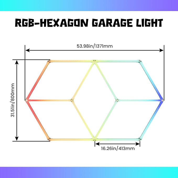 RGB Hexagon Lights with Remote- 4 Music Sync & 358+ Colors LED Hexagon Lights for Gaming Room, Gym, Bar, Ceiling, Basement Decor, Gym Lighting - Image 9