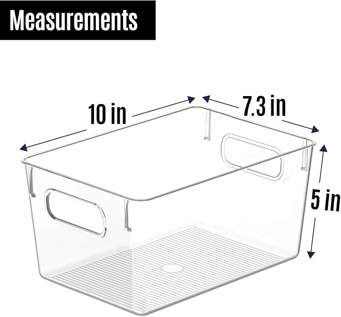 Clear Plastic Storage Bins, Pantry Organizers and Storage Containers Fridge Organizer Bins for Organizing Kitchen Cabinet Organizer Bin Bathroom Freezer Refrigerator Organization - Image 3