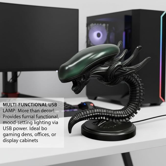 Alien Space Monster LED Desk Lamp 3D Resin Night Light for Sci-Fi Lovers, Alien Desk Lamp, Home Decorative Lighting; Horror Inspired Decorative Lamp for Desk, or Bedside Table (Modern) - Image 5
