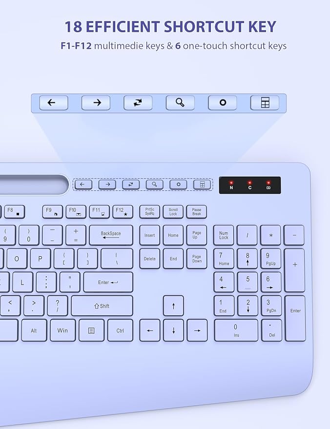 SABLUTE Wireless Keyboard and Mouse Combo, Full Size, Ergonomic Wrist Rest - Image 8