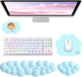 Sushret Cloud Wrist Rest for Computer Keyboard and Mouse Pad Set, Blue | Memory Foam, Leather, 4-in-1 Cloud Keyboard Wrist Rest Set with Ergonomic Support for Arm and Palm Cushion, Gaming/Work Setup by Sushret