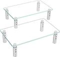 Hemudu 2 Pack Monitor Stand - 3 Adjustable Height Riser, Computer Stand, Desktop Organizer for PC, Laptop - Clear by HEMUDU