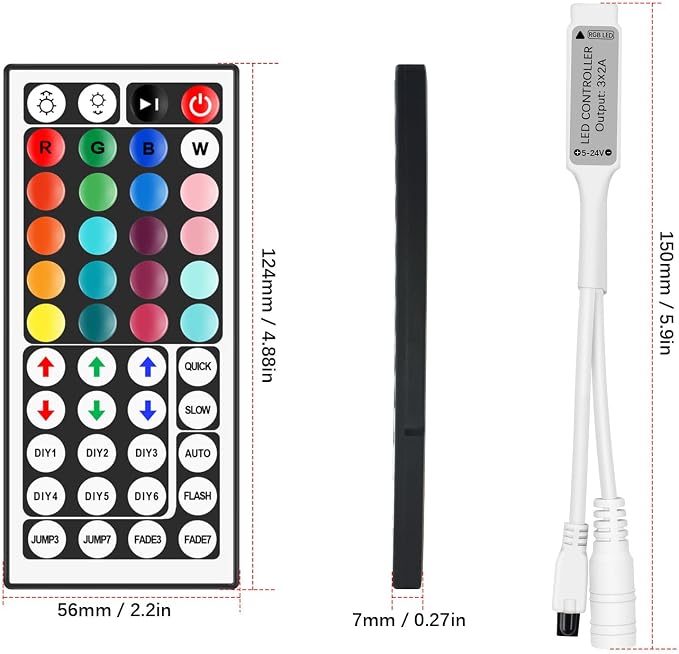 44 Key RGB LED Strip Light Remote Controller, IR Wireless LED Controller - Image 2